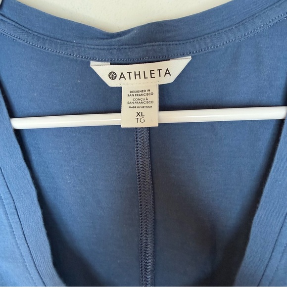 Athleta Deep Blue V-Neck Soft Lightweight Tee - Picture 3 of 12